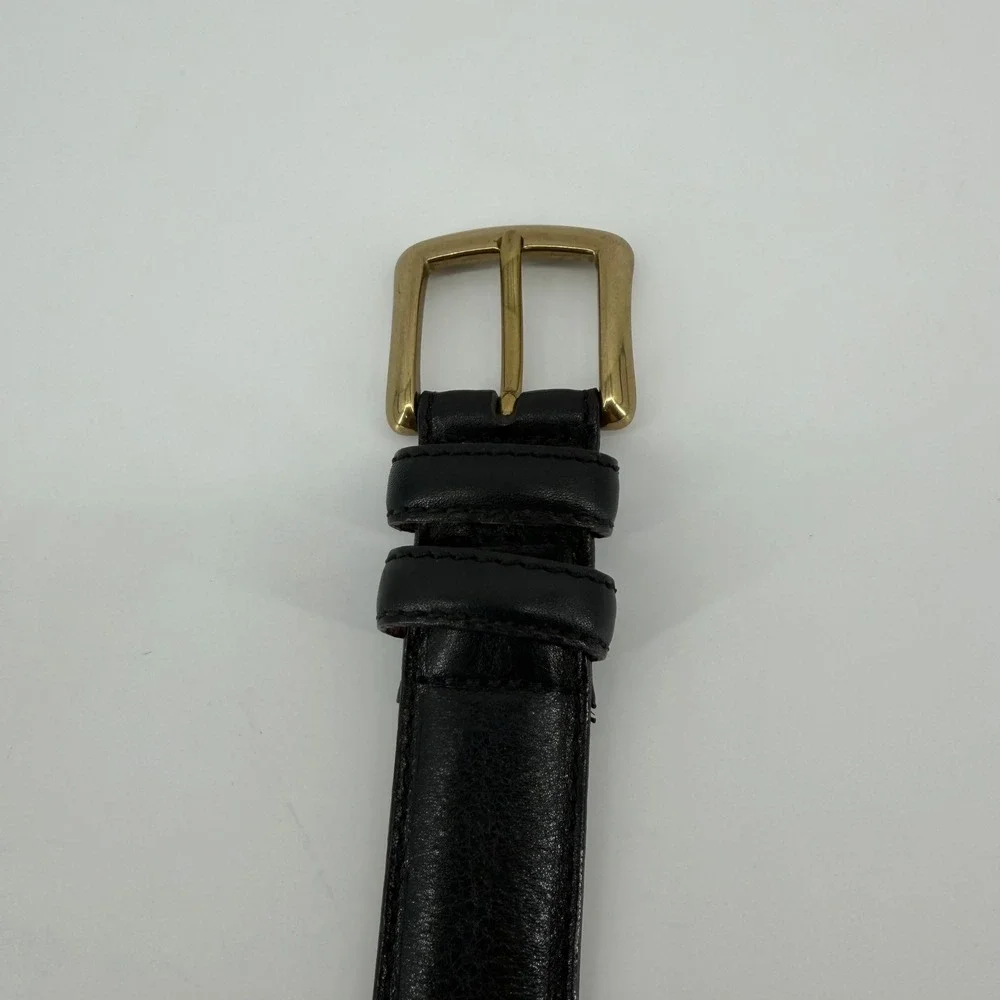 Roundtree & Yorke Belt Men 40 Black Italian Full Grain Leather Brass Buckle 1688